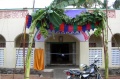 Banana trees decorate the school entrance