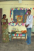 Uma and Udaya Kumar prays for the school