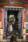 Babu Ramachandran, who is a good friend of Bindu, at his temple duty