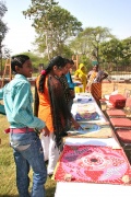 Visitors interested in the Bindu paintings