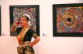 Bhakti Devi in front of BINDU paintings