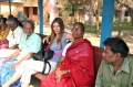 Dagmar Vogl with Bindu artists Krishnamurti, Malagai and Ballachandran waiting for the bus at the Vivekananda camp