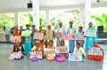 Bindu students with their works