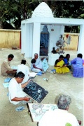 open classroom in the Temple courdyard