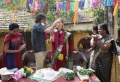 the just married couple had to feed each other with the cake