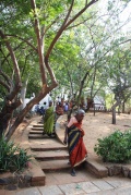 Students are walking in the museum