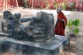 Vethama walks around the sculptures