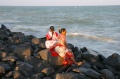 Uma and Kalithidal on the beach of Pondicheri