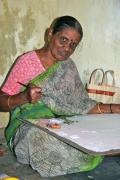 Godwari begins her new Bindu painting