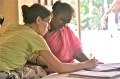 Dagmar and Kalitithal work on a sketch