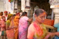 Students getting blessings at the pooja