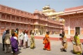 Students fascinated about the ambience of the Palace yard