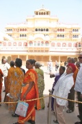 Students in front of the Chandra Mahal, the royal residency  of the City Palace