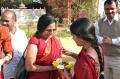 Padma welcomed with bindi and rice at the Ramigarh Center