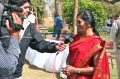 Padma getting interviewed by local television