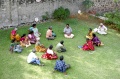 Bindu artists getting information about the Bharat Gramodaya Darshan Park at Vivekanandapuram by Shri V. Ramakrishna
