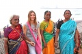 Dagmar Vogl with Rani, Godavari and Malligai at the beach at Vivekananda Kendra in Kanyakumari